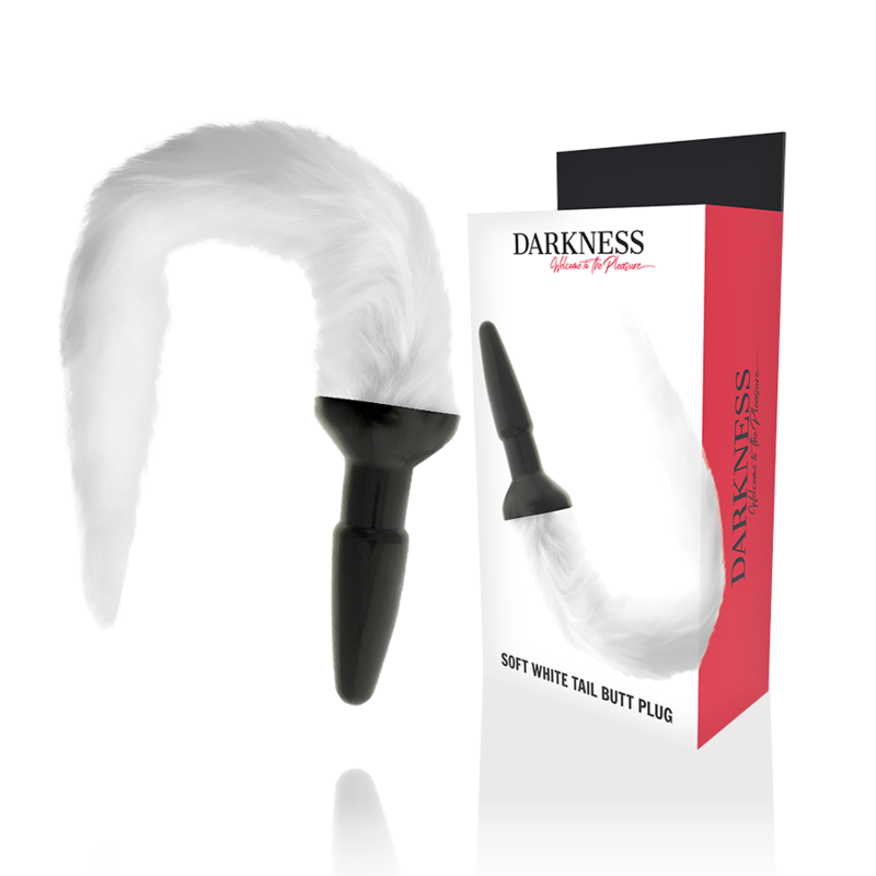 DARKNESS - SILICONE ANAL PLUG WITH WHITE TAIL - NOCTURNA DESIRES