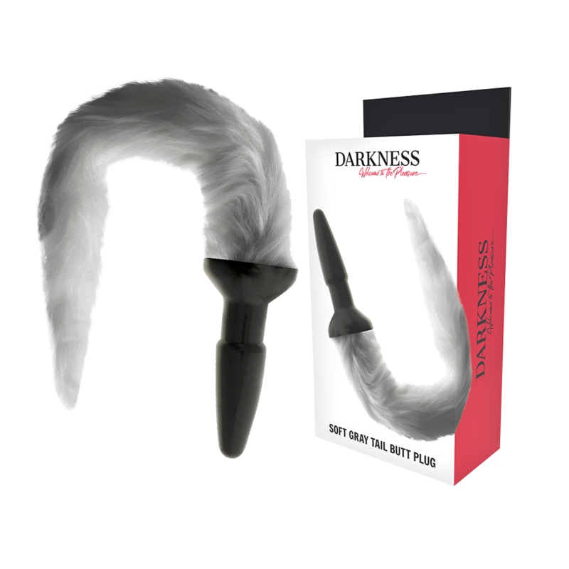 DARKNESS - SILICONE ANAL PLUG WITH GRAY TAIL - NOCTURNA DESIRES