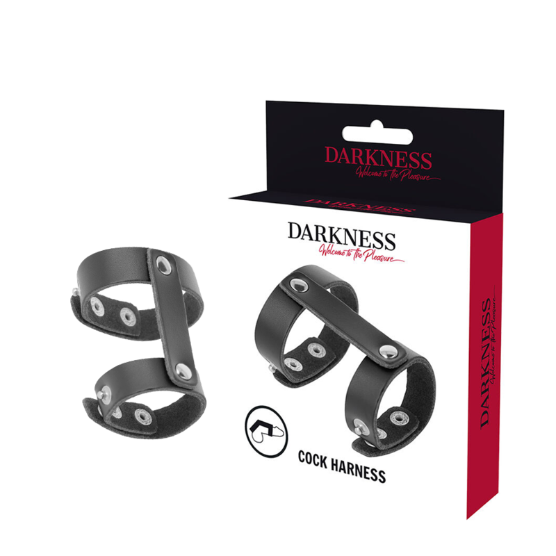 DARKNESS - LEATHER ADJUSTABLE PENIS AND TESTICLE RING - NOCTURNA DESIRES