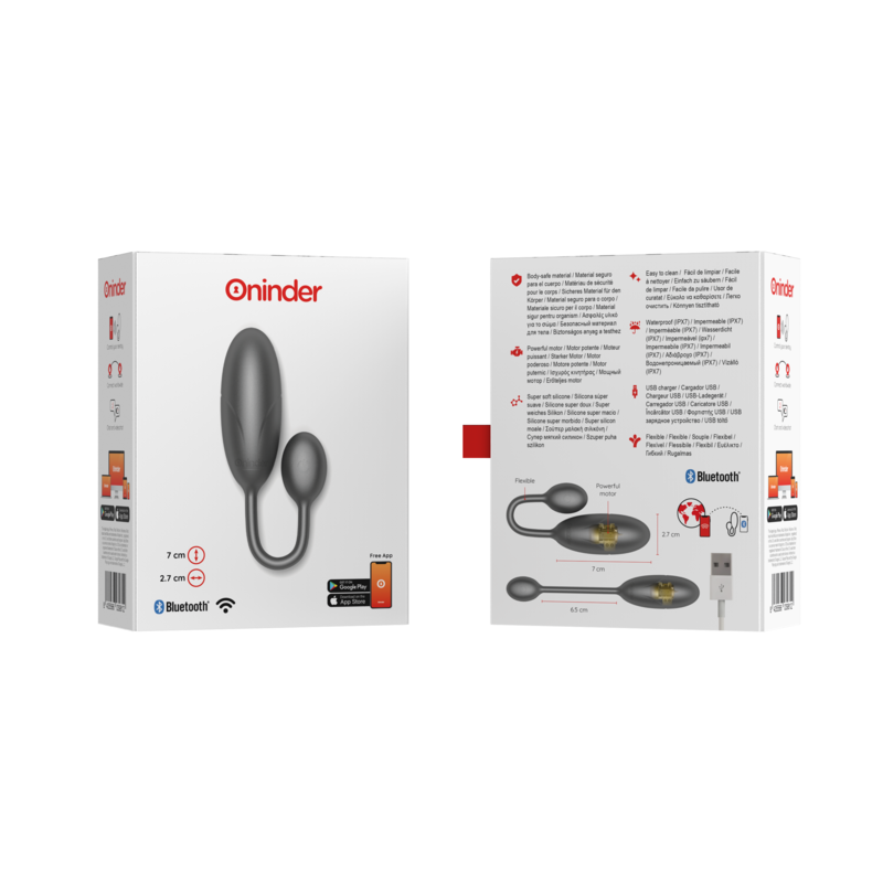 ONINDER - DENVER VIBRATING EGG BLACK 7 X 2.7 CM FREE APP - NOCTURNA DESIRES