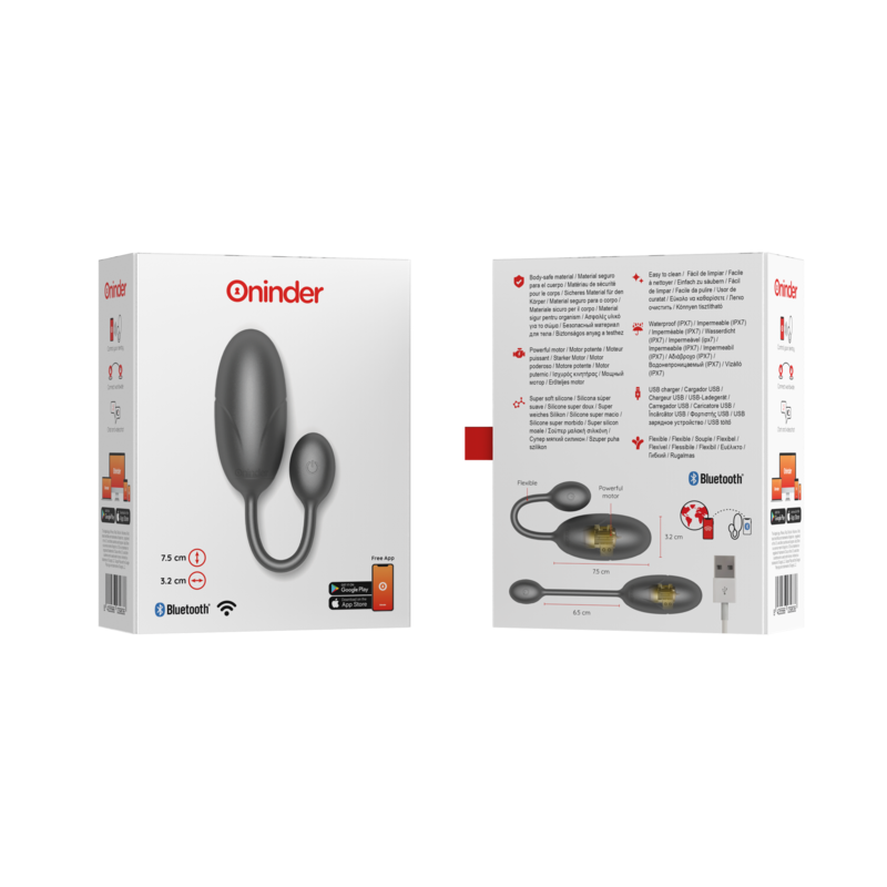 ONINDER - TOKYO VIBRATING EGG BLACK 7.5 X 3.2 CM FREE APP - NOCTURNA DESIRES