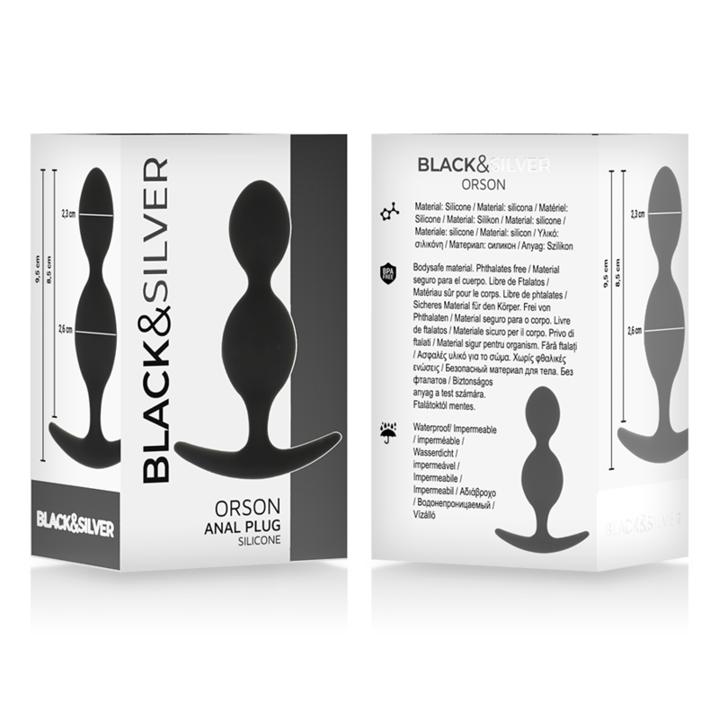 BLACK&SILVER - ORSON PLUG SILICONE 2 ANAL WAVES 9 CM - NOCTURNA DESIRES