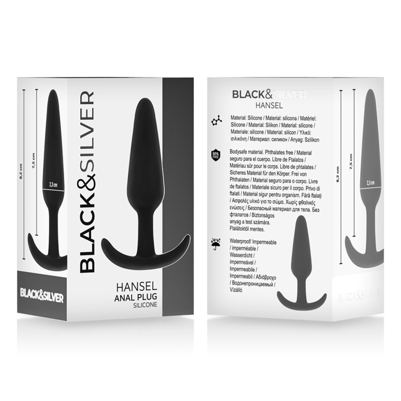BLACK&SILVER - HANSEL SILICONE ANAL PLUG WITH SMALL HANDLE - NOCTURNA DESIRES