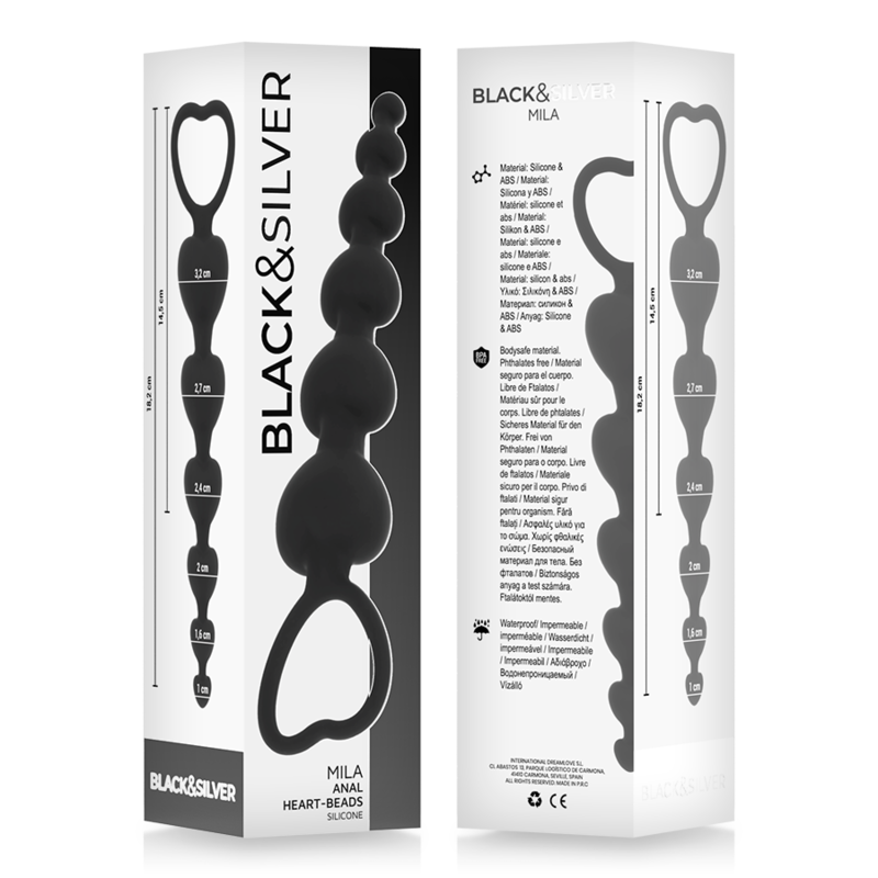 BLACK&SILVER - MILA ANAL CHAIN OF HEARTS 18 CM - NOCTURNA DESIRES