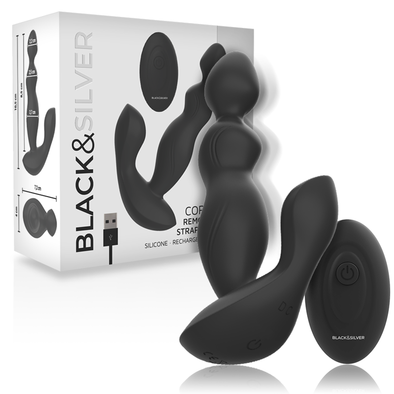 BLACK&SILVER - CORA ANAL PLUG SILICONE REMOTE CONTROL - NOCTURNA DESIRES