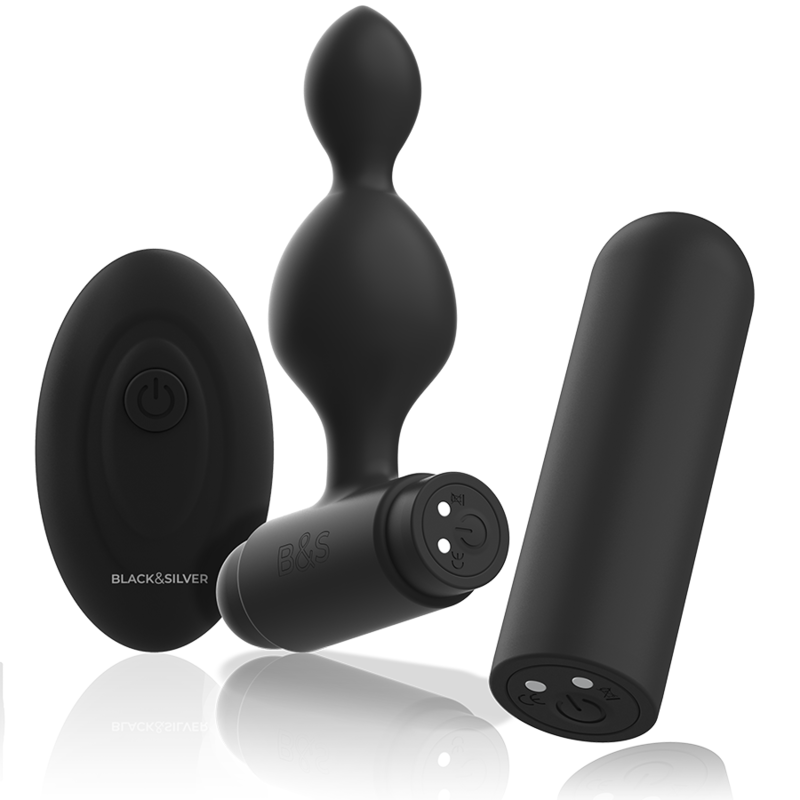 BLACK&SILVER - TUCKER SMALL SILICONE ANAL PLUG REMOTE CONTROL - NOCTURNA DESIRES