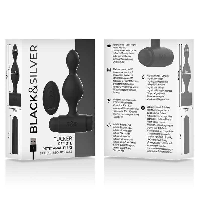 BLACK&SILVER - TUCKER SMALL SILICONE ANAL PLUG REMOTE CONTROL - NOCTURNA DESIRES