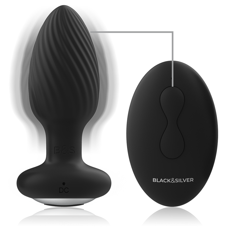 BLACK&SILVER - WELLS PLUG SILICONE ANAL ROTATOR REMOTE CONTROL - NOCTURNA DESIRES