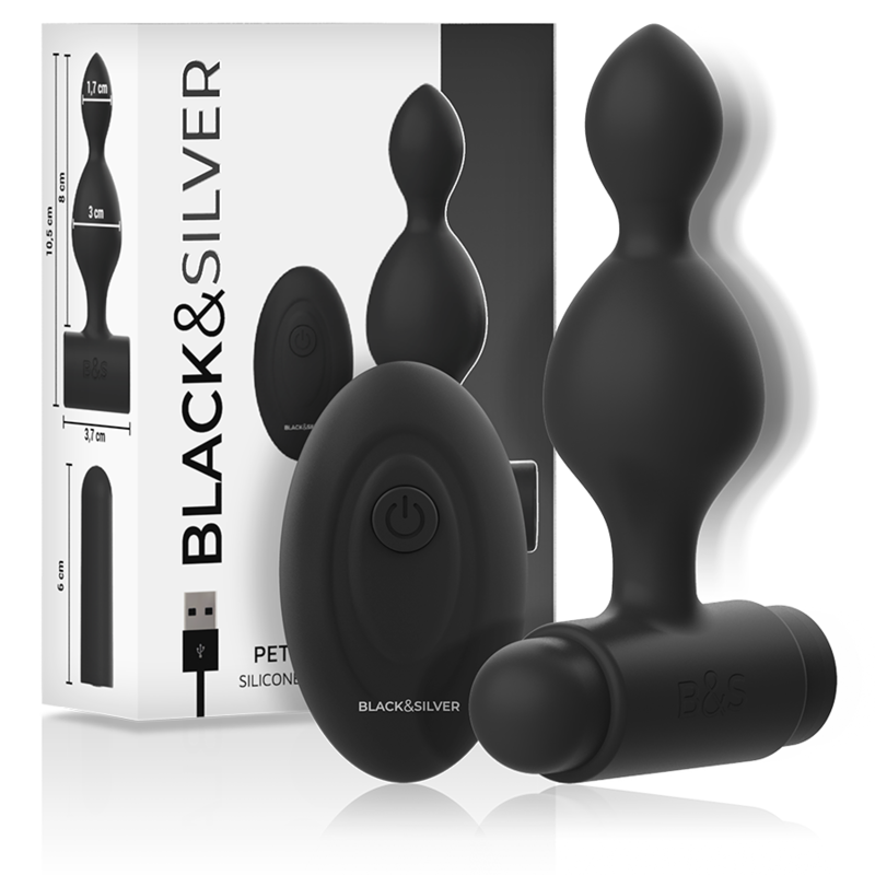 BLACK&SILVER - TUCKER SMALL SILICONE ANAL PLUG REMOTE CONTROL - NOCTURNA DESIRES