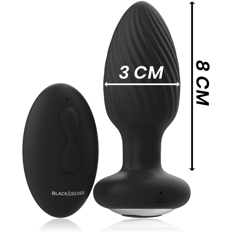 BLACK&SILVER - WELLS PLUG SILICONE ANAL ROTATOR REMOTE CONTROL - NOCTURNA DESIRES
