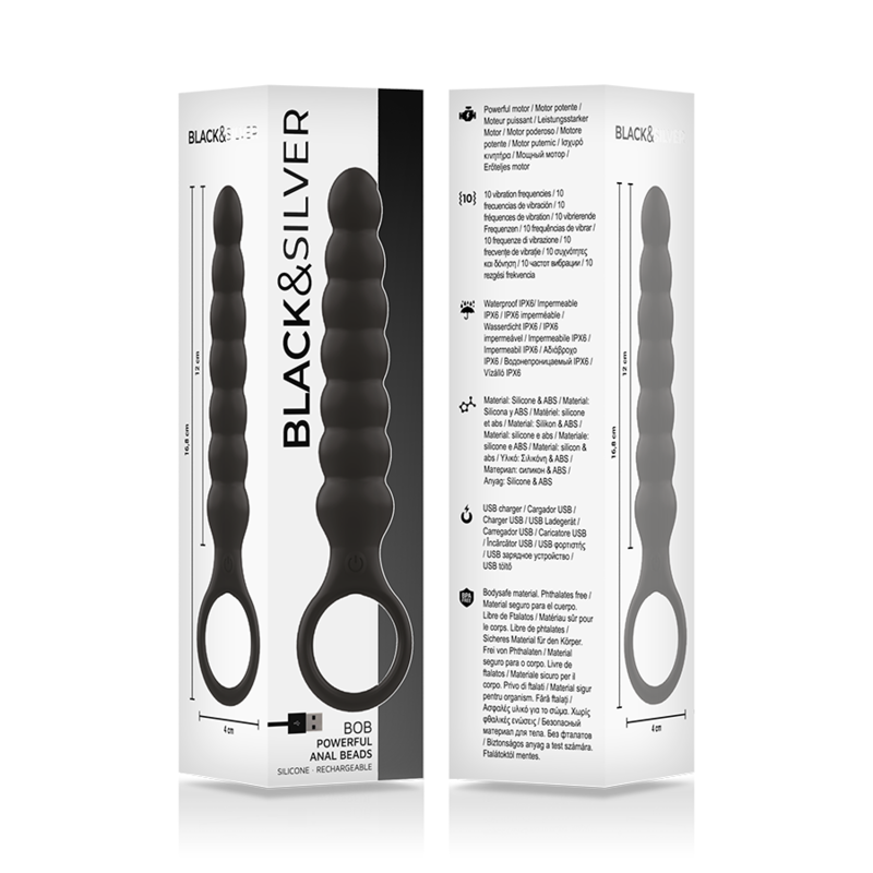 BLACK&SILVER - BOB POWERFUL SILICONE ANAL DILATOR - NOCTURNA DESIRES