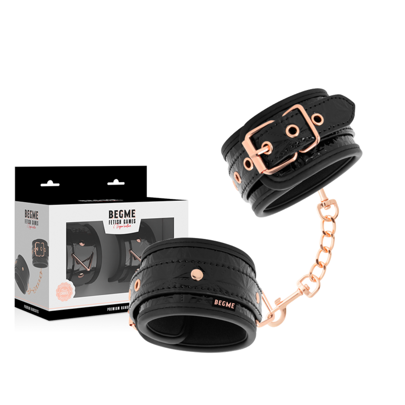 BEGME - BLACK EDITION PREMIUM HANDCUFFS WITH NEOPRENE LINING - NOCTURNA DESIRES