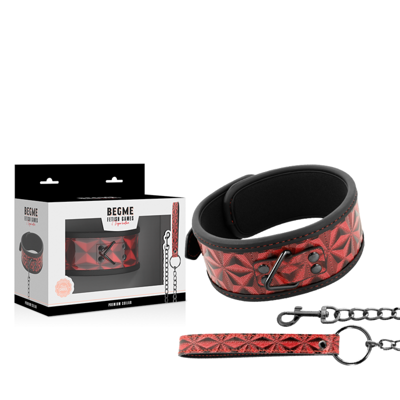 BEGME - RED EDITION PREMIUM VEGAN LEATHER COLLAR WITH NEOPRENE LINING - NOCTURNA DESIRES