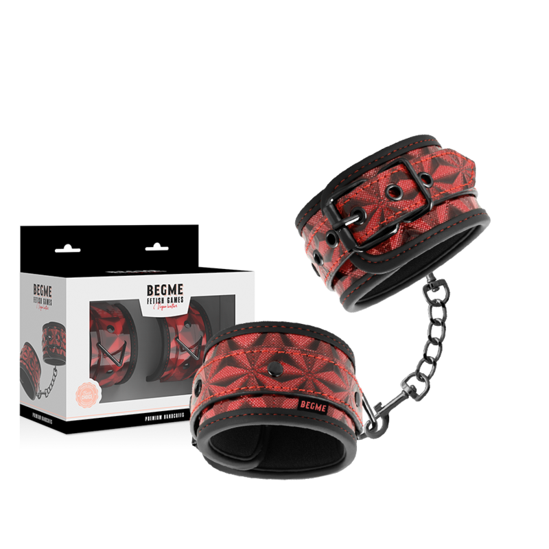 BEGME - RED EDITION PREMIUM HANDCUFFS WITH NEOPRENE LINING - NOCTURNA DESIRES