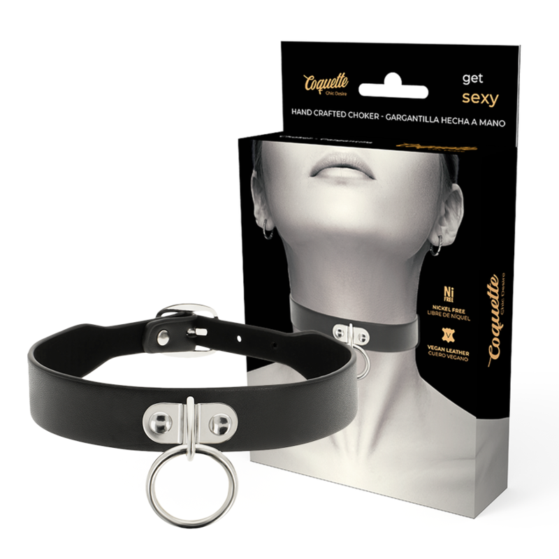 COQUETTE CHIC DESIRE - VEGAN LEATHER NECKLACE WOMAN FETISH ACCESSORY - NOCTURNA DESIRES