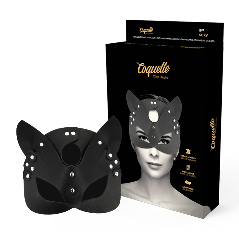 COQUETTE CHIC DESIRE - VEGAN LEATHER MASK WITH BUNNY EARS - NOCTURNA DESIRES