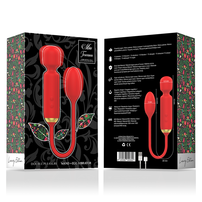 MIA - TOSCANA DOUBLE PLEASURE WAND + VIBRATING EGG - NOCTURNA DESIRES