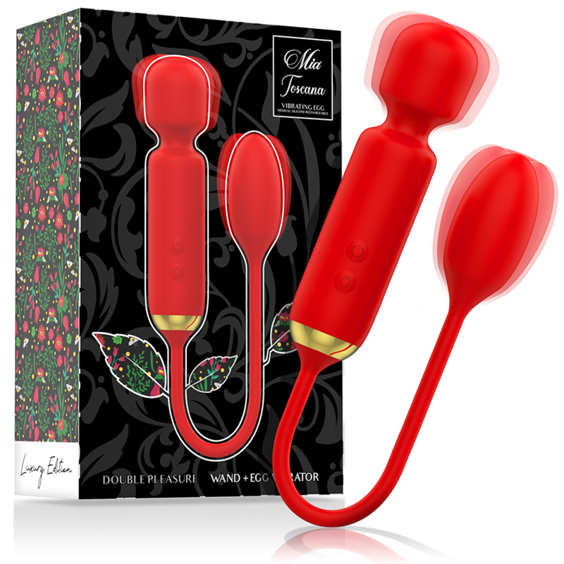 MIA - TOSCANA DOUBLE PLEASURE WAND + VIBRATING EGG - NOCTURNA DESIRES