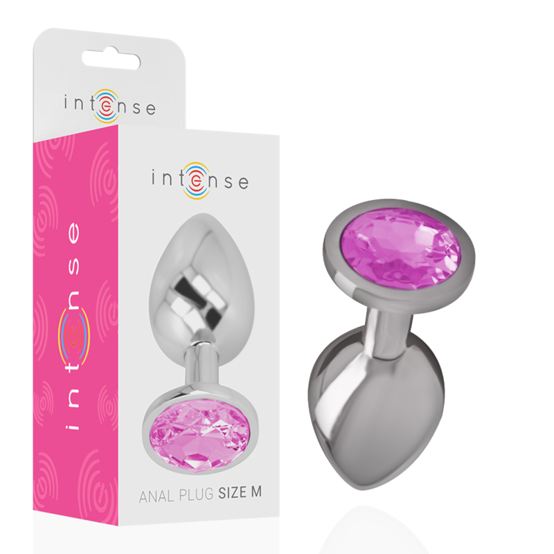 INTENSE - ALUMINUM METAL ANAL PLUG WITH PINK CRYSTAL SIZE M - NOCTURNA DESIRES