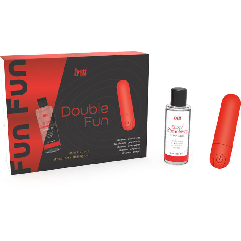 INTT RELEASES - DOUBLE FUN KIT WITH VIBRATING BULLET AND STRAWBERRY MASSAGE GEL - NOCTURNA DESIRES