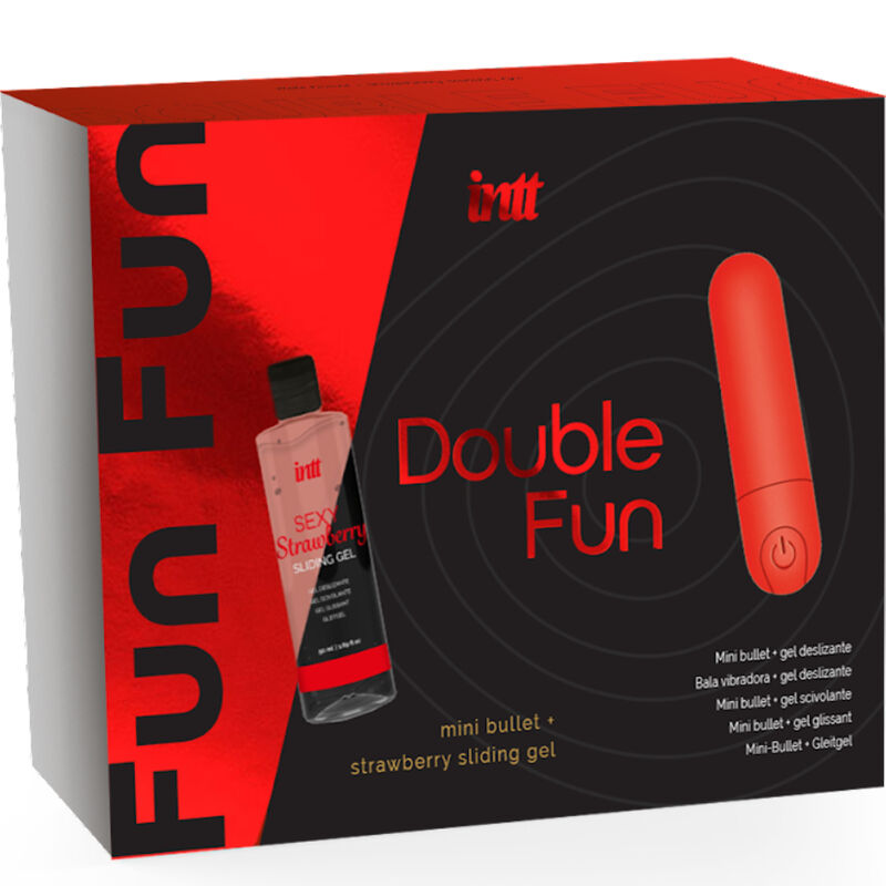 INTT RELEASES - DOUBLE FUN KIT WITH VIBRATING BULLET AND STRAWBERRY MASSAGE GEL - NOCTURNA DESIRES