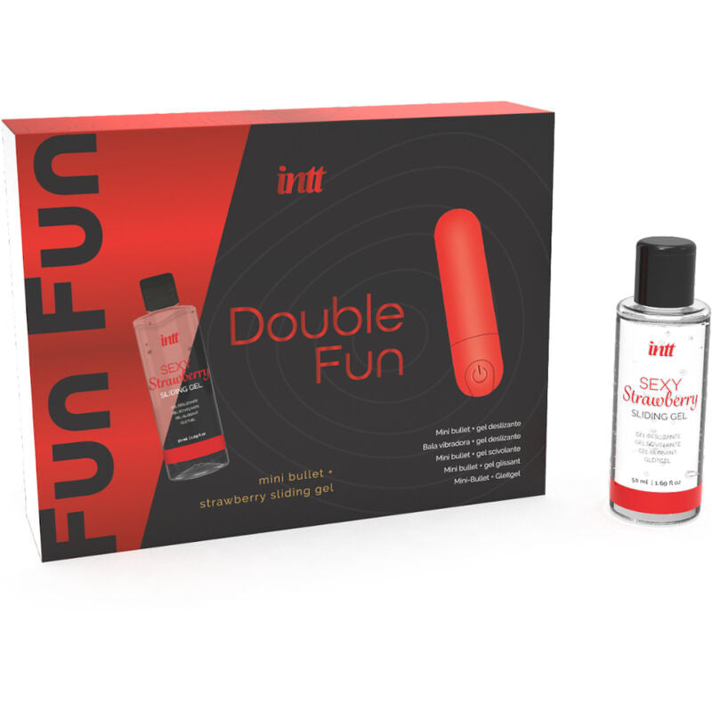 INTT RELEASES - DOUBLE FUN KIT WITH VIBRATING BULLET AND STRAWBERRY MASSAGE GEL - NOCTURNA DESIRES