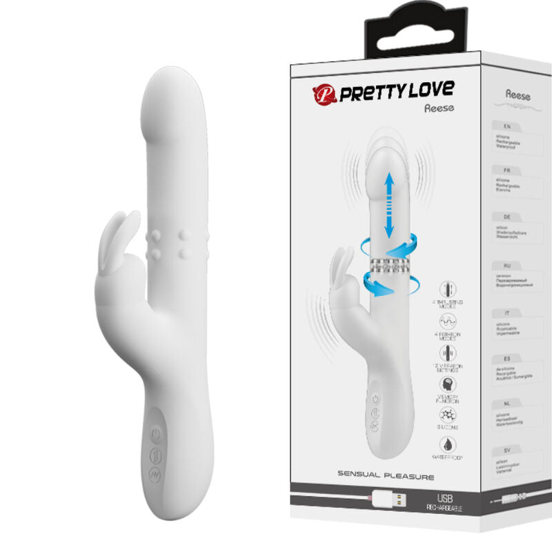 PRETTY LOVE - REESE VIBRATOR WITH SILVER ROTATION - NOCTURNA DESIRES