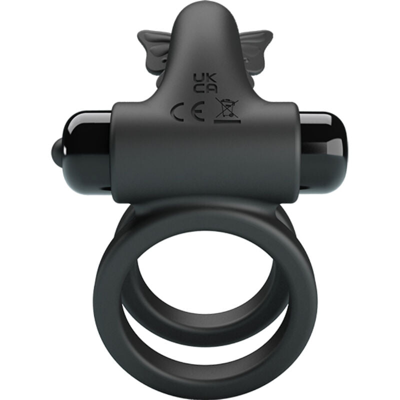 PRETTY LOVE - DOUBLE VIBRATING RING WITH BLACK STIMULATOR - NOCTURNA DESIRES