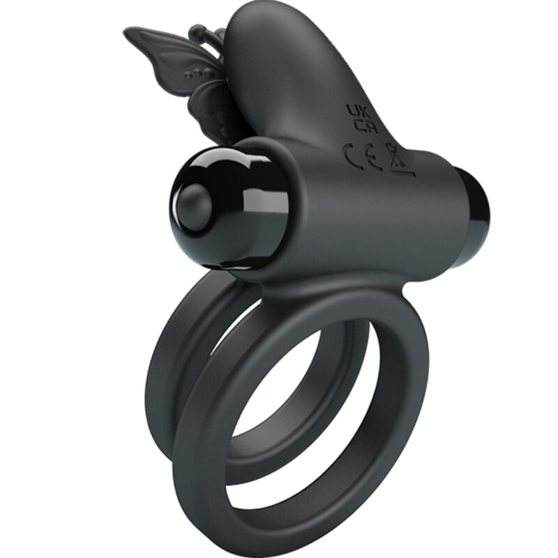 PRETTY LOVE - DOUBLE VIBRATING RING WITH BLACK STIMULATOR - NOCTURNA DESIRES