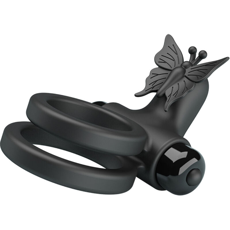 PRETTY LOVE - DOUBLE VIBRATING RING WITH BLACK STIMULATOR - NOCTURNA DESIRES