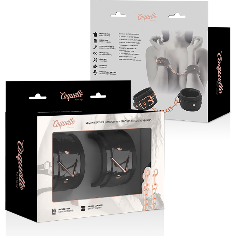 COQUETTE CHIC DESIRE - BLACK EDITION PREMIUM HANDCUFFS WITH NEOPRENE LINING - NOCTURNA DESIRES