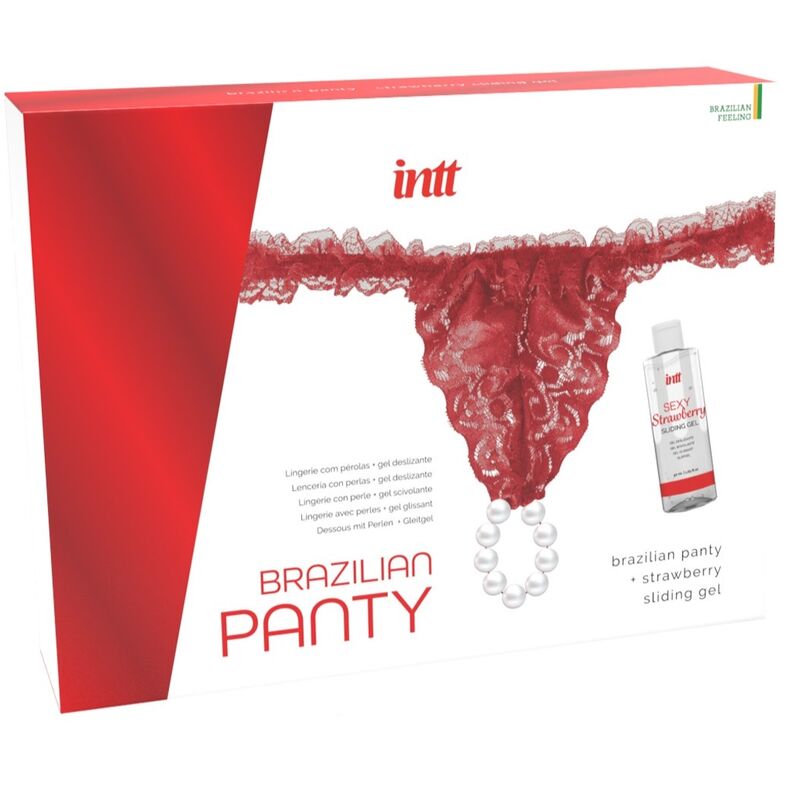INTT RELEASES - BRAZILIAN RED PANTY WITH PEARLS AND LUBRICATING GEL 50 ML - NOCTURNA DESIRES