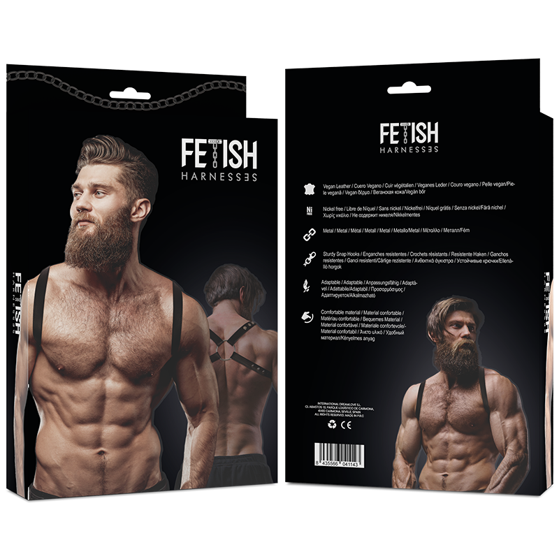 FETISH SUBMISSIVE ATTITUDE - MENS ECO-LEATHER BACK HARNESS - NOCTURNA DESIRES