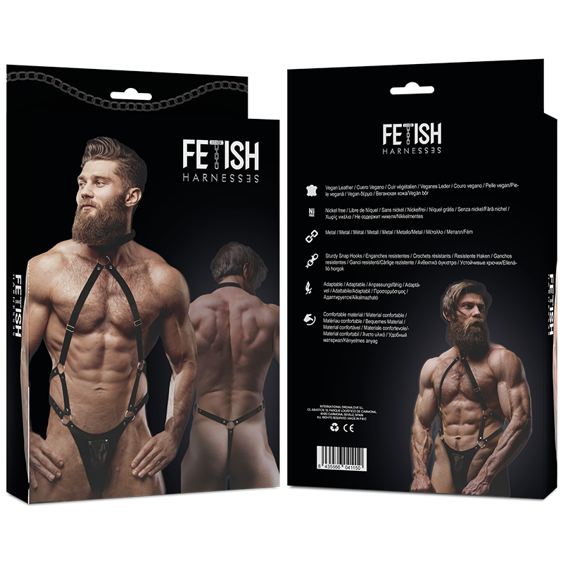 FETISH SUBMISSIVE ATTITUDE - MENS ECO-LEATHER JOCK STRAP HARNESS - NOCTURNA DESIRES
