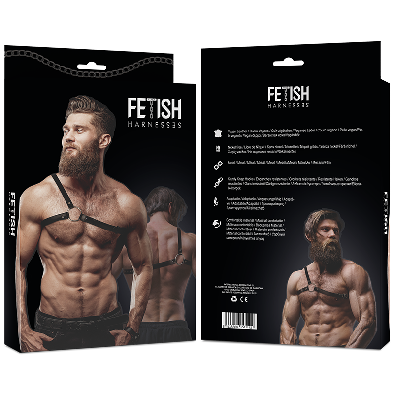FETISH SUBMISSIVE - ATTITUDE MENS CROSSED SHOULDER ECO LEATHER HARNESS - NOCTURNA DESIRES