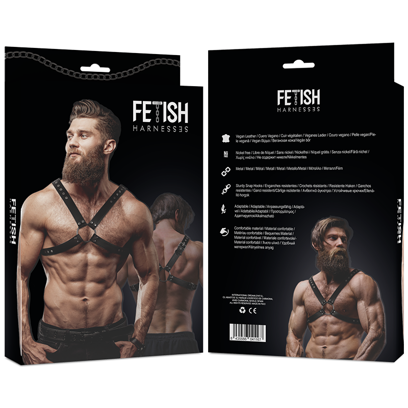 FETISH SUBMISSIVE ATTITUDE - MENS CROSS CHEST ECO-LEATHER HARNESS - NOCTURNA DESIRES