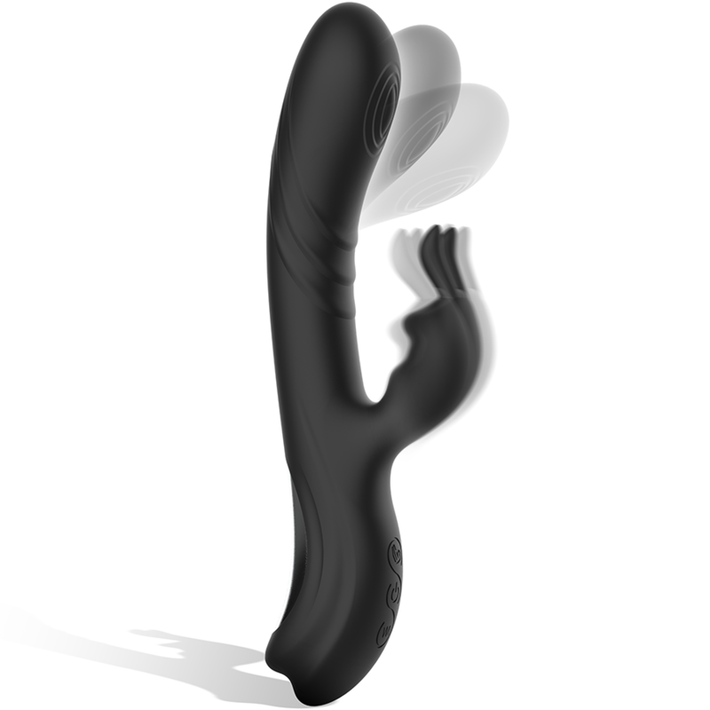 BLACK&SILVER - JAMIE RECHARGEABLE SILICONE RABBIT STIMULATOR BLACK - NOCTURNA DESIRES