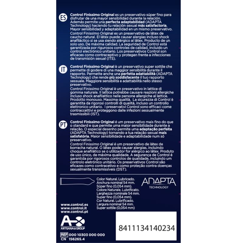 CONTROL - FINISSIMO CONDOMS 12 UNITS CONTROL CONDOMS NOCTURNA DESIRES