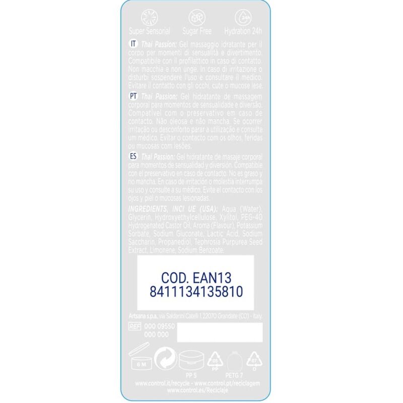CONTROL - 2 EN 1 MASSAGE & PLEASURE THAI PASSION 200 ML CONTROL LUBES NOCTURNA DESIRES