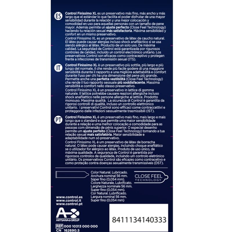 CONTROL - FINISSIMO XL CONDOMS 12 UNITS CONTROL CONDOMS NOCTURNA DESIRES