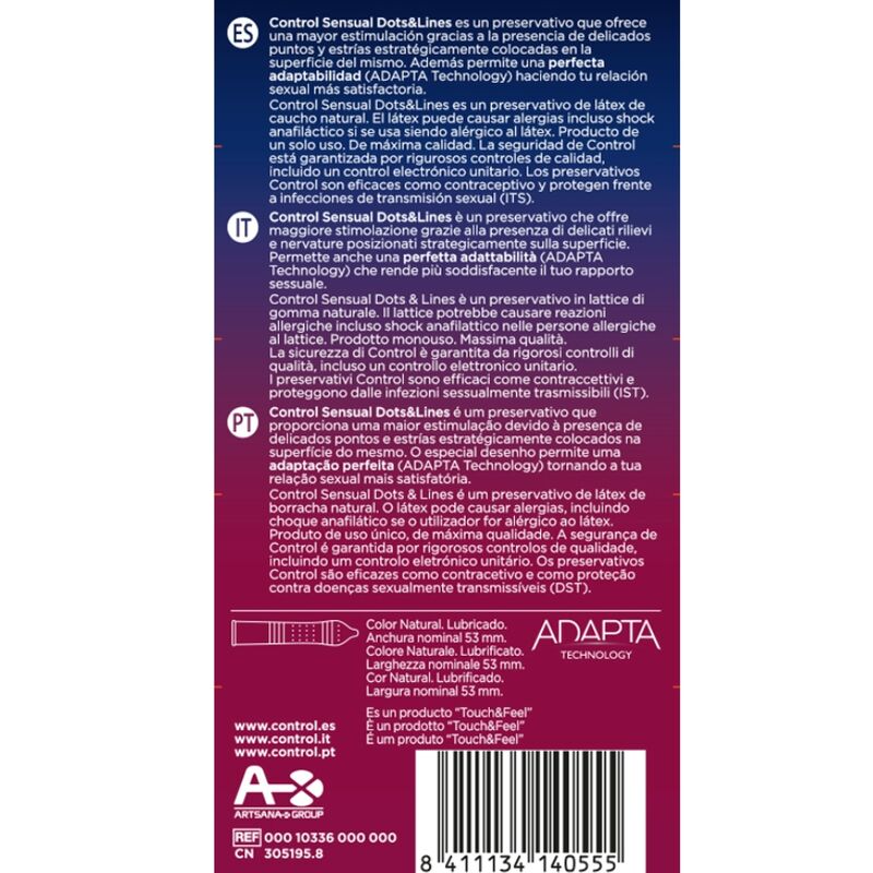 CONTROL - SENSUAL DOTS & LINES POINTS AND STRETCH MARKS 12 UNITS - NOCTURNA DESIRES