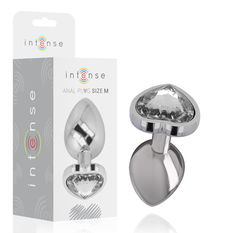 INTENSE - ALUMINUM METAL ANAL PLUG WHITE HEART SIZE M - NOCTURNA DESIRES