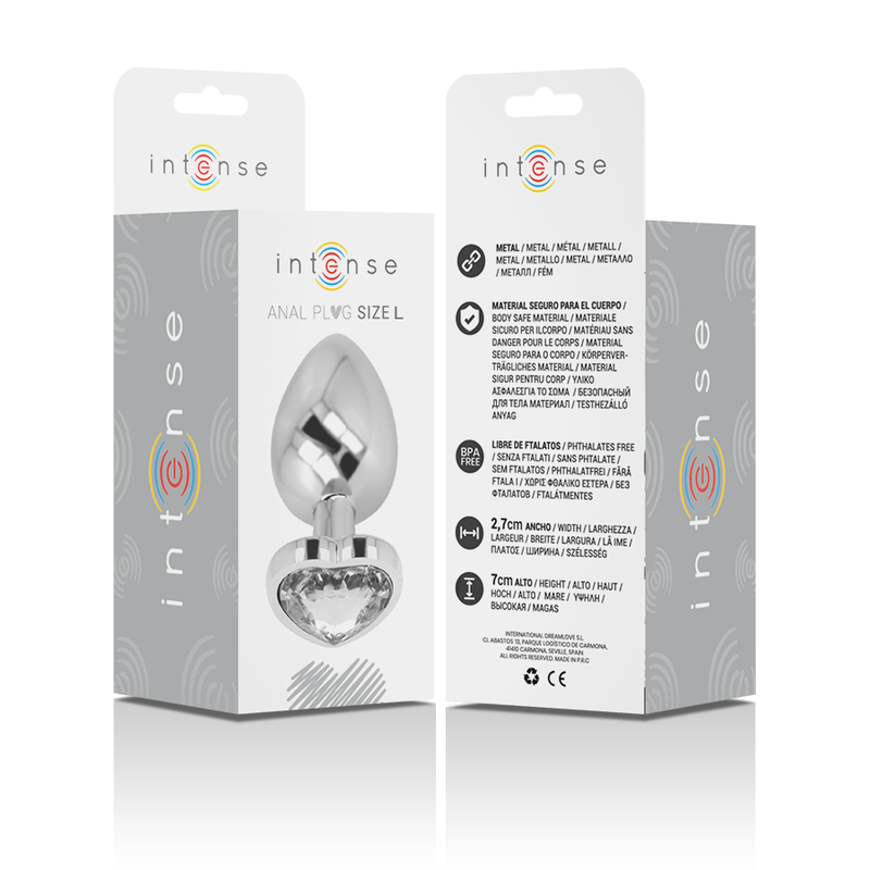 INTENSE - ANAL PLUG METAL ALUMINUM WHITE HEART SIZE L - NOCTURNA DESIRES