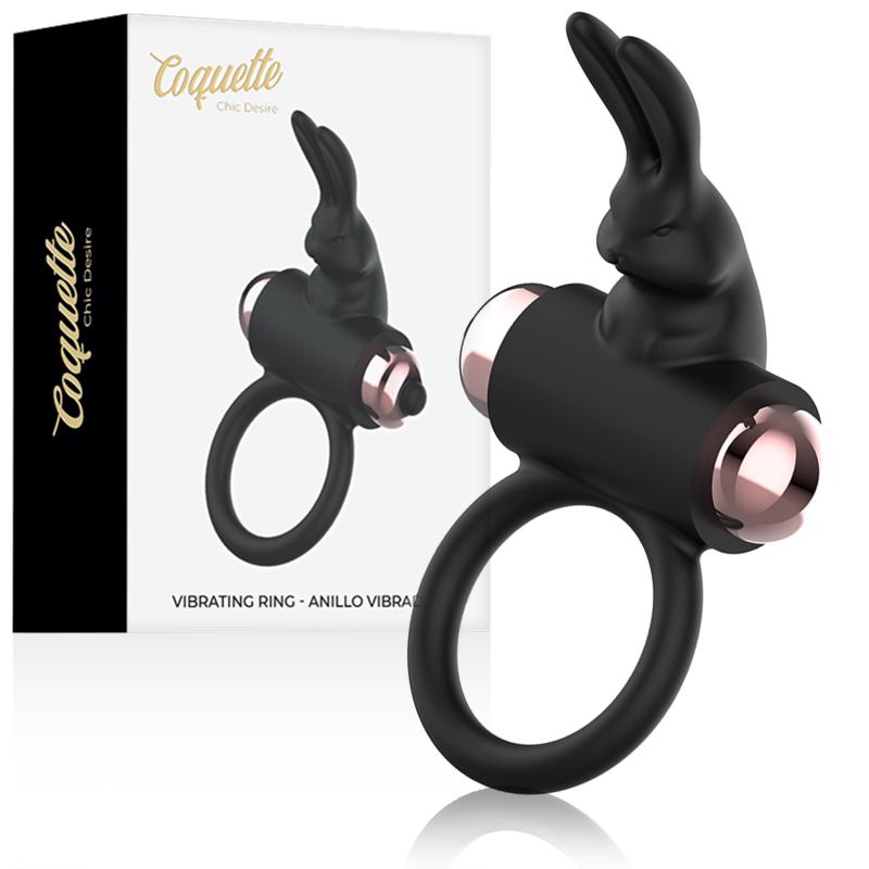 COQUETTE CHIC DESIRE - COCK RING WITH VIBRATOR BLACK/ GOLD - NOCTURNA DESIRES