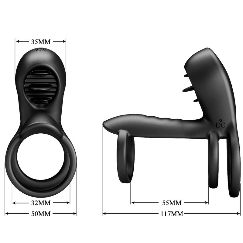 PRETTY LOVE - JAMMY PENIS SHEATH 12 VIBRATIONS WITH RECHARGEABLE SILICONE TONGUE - NOCTURNA DESIRES