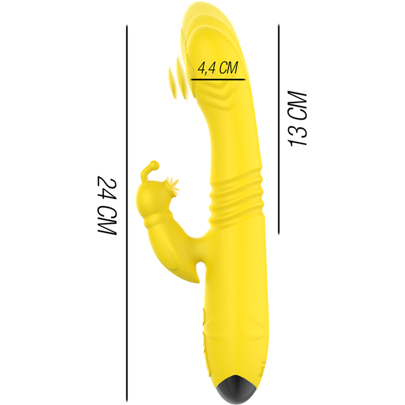 INTENSE - TOKY MULTIFUNCTION VIBRATOR UP & DOWN WITH CLITORAL STIMULATOR YELLOW - NOCTURNA DESIRES