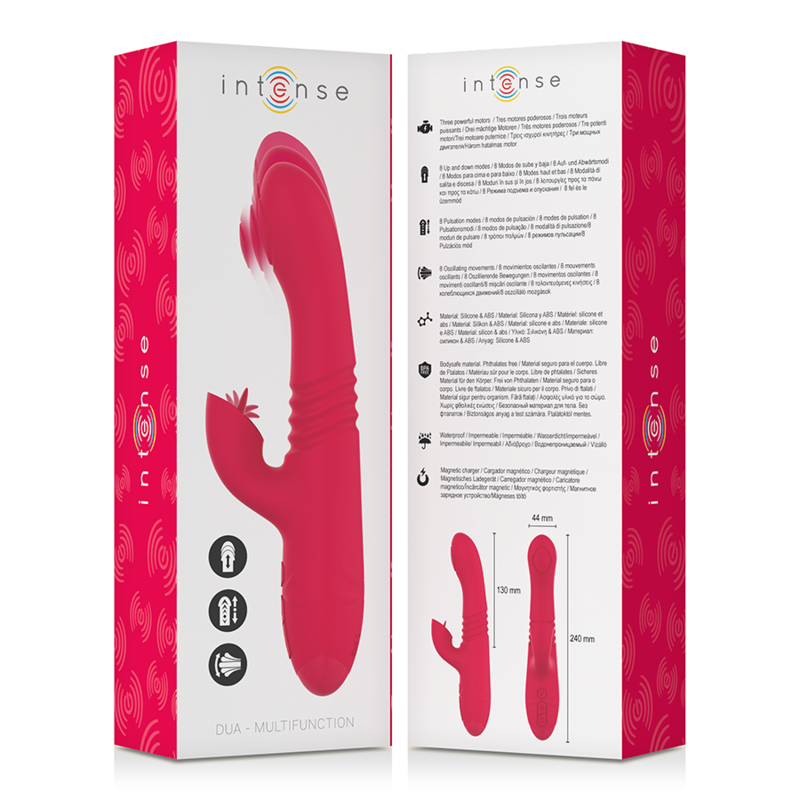 INTENSE - DUA MULTIFUNCTION RECHARGEABLE UP & DOWN VIBRATOR WITH RED TONGUE - NOCTURNA DESIRES