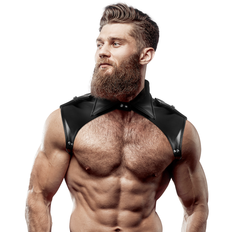 FETISH SUBMISSIVE ATTITUDE - MENS BRIGADE ADJUSTABLE ECO-LEATHER NECK HARNESS - NOCTURNA DESIRES