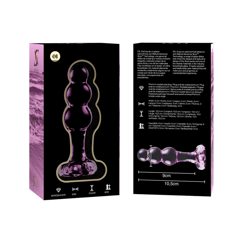 NEBULA SERIES BY IBIZA - MODEL 1 ANAL PLUG BOROSILICATE GLASS PINK 10.5 CM -O- 3 CM - NOCTURNA DESIRES