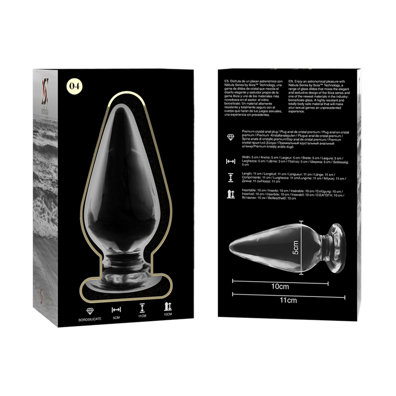 NEBULA SERIES BY IBIZA - MODEL 4 ANAL PLUG BOROSILICATE GLASS CLEAR 11 CM -O- 5 CM - NOCTURNA DESIRES